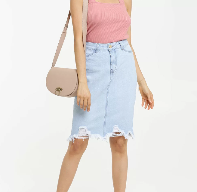 Saia Feminina Jeans Destroyed  Saia Feminina Jeans Destroyed